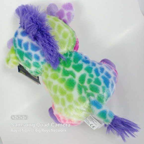 Kellytoy Giraffe 9.5" Rainbow Pink Green Purple/ Glitter Eyes Silky Soft Plushie - Picture 3 of 12